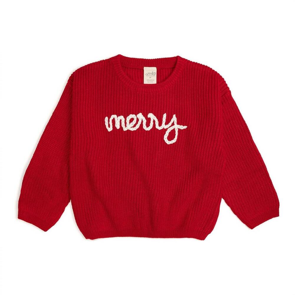 NEW SWEET WINK kid's merry yarn knit sweater in red